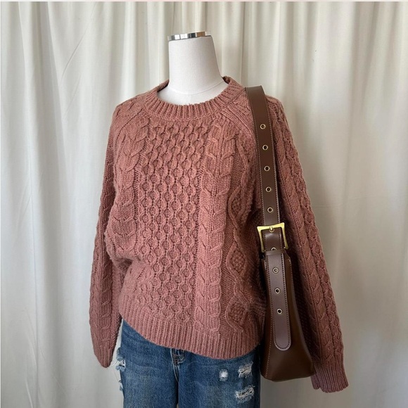 Lucky brand Mixed Cable Crew Pullover Sweater wool blend Large. - Picture 5 of 8